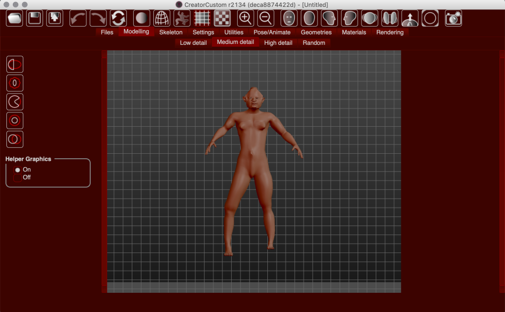 The home screen of the creator custom software.