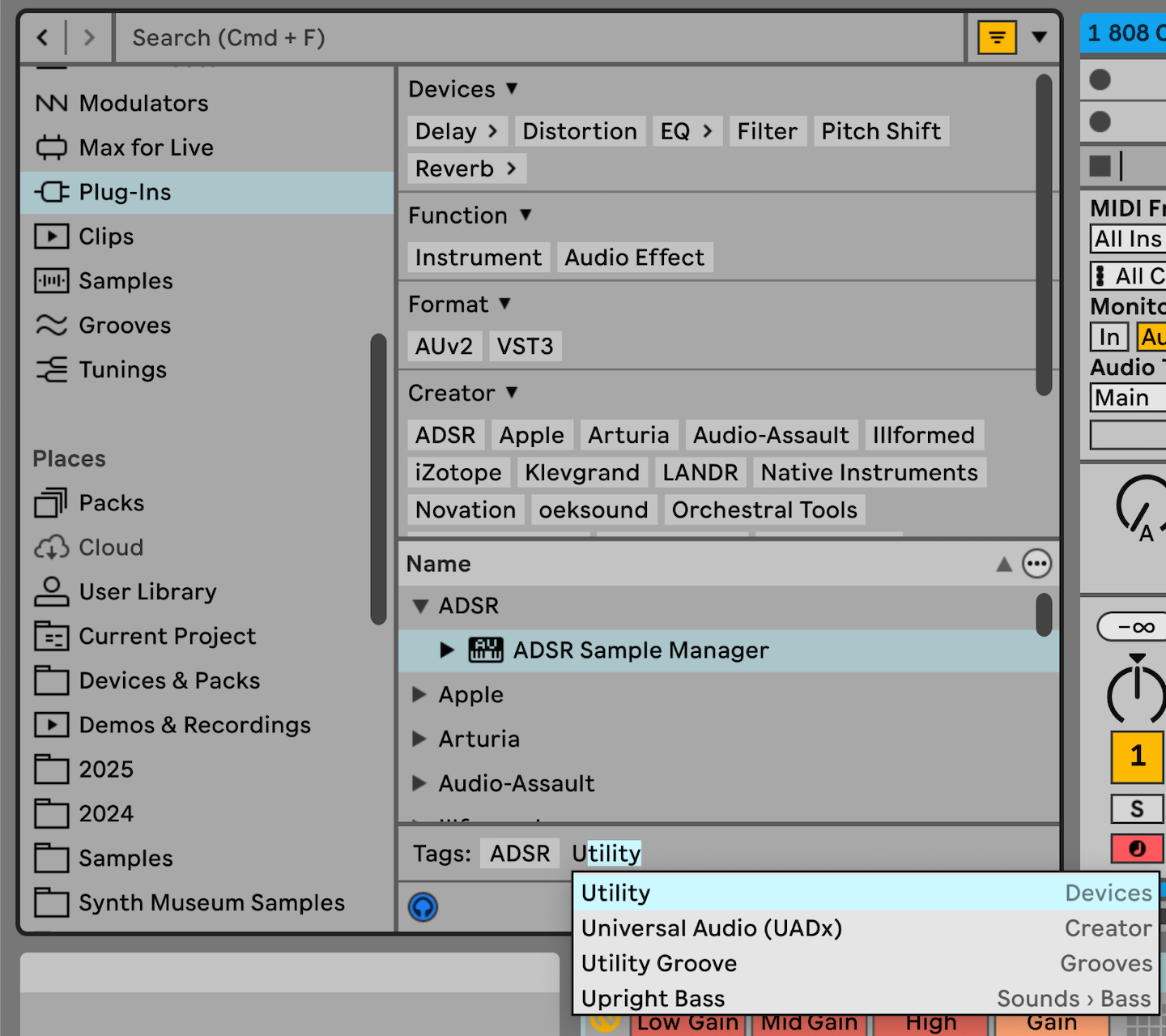 Browsing in Ableton Live 12 (2021-2023)