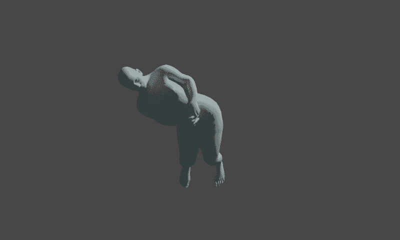 A gif of a figure bending at the waist and swinging like a pendulum.